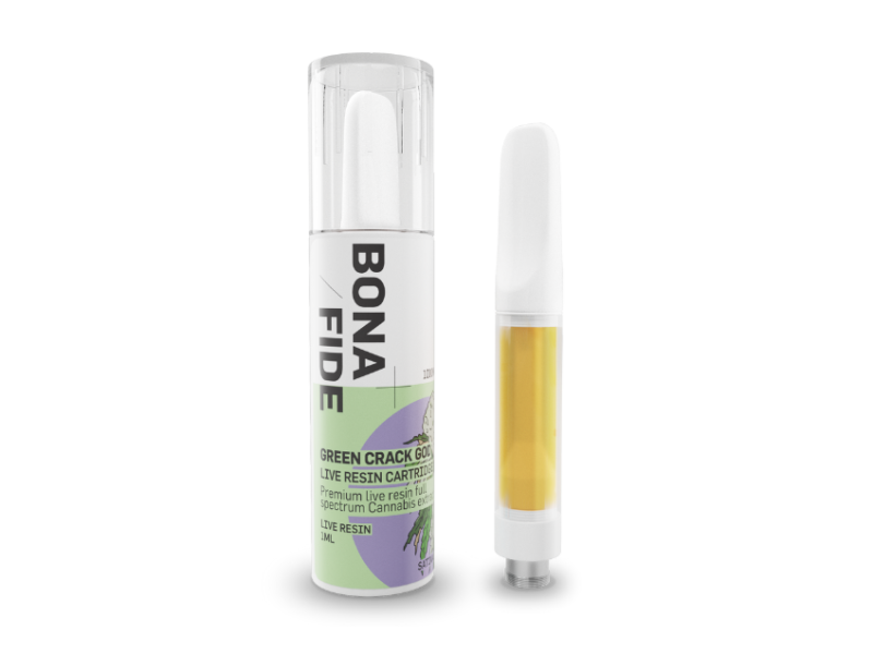 Photographie source: Bonafide – Live Resin Cartridge – Green Crack God