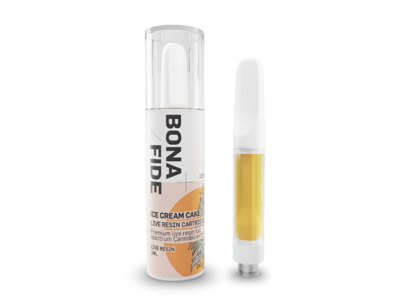 Photographie source: Bonafide – Live Resin Cartridge – Ice Cream Cake