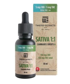 Twisted Extracts - Sativa 1:1 Cannabis Oil Drops - (150MG THC +150MG CBD)