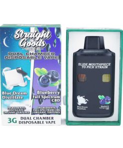 Straight Goods Dual Chamber Disposable Vapes 6G - Blue Dream Distillate / Blueberry Full Spectrum CBD